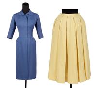 Two Balenciaga Haute Couture Items: One Day Dress, One Pleated Skirt, 1950s