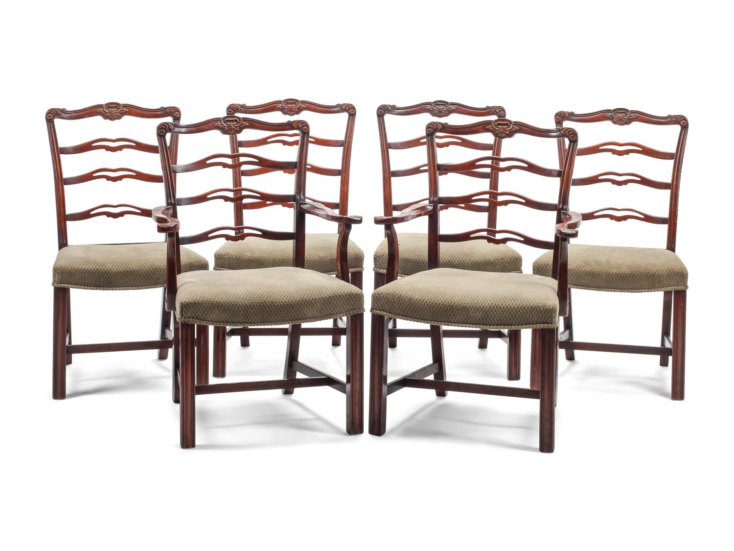 A Set of Six English Mahogany Dining Chairs