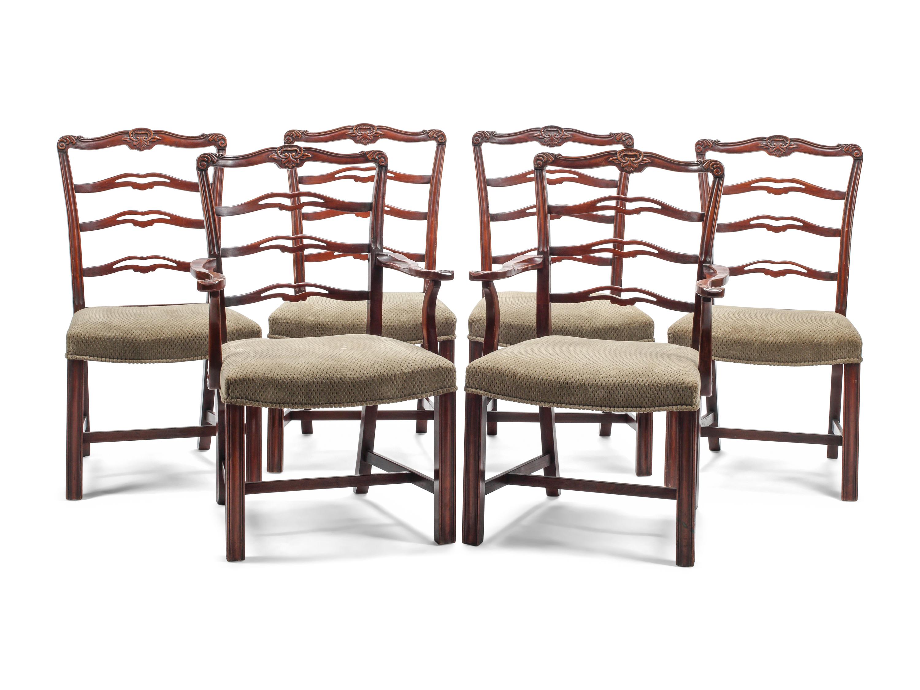 A Set of Six English Mahogany Dining Chairs