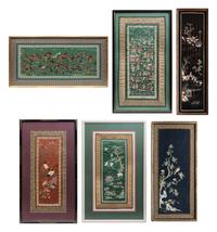 Six Chinese Embroidered Silk Panels