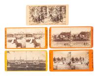 [CIVIL WAR]. A group of 5 stereoviews with Civil War subject matter, incl. a view of the 4th Michigan Volunteers on picket guard and General Grant's Railroad.
