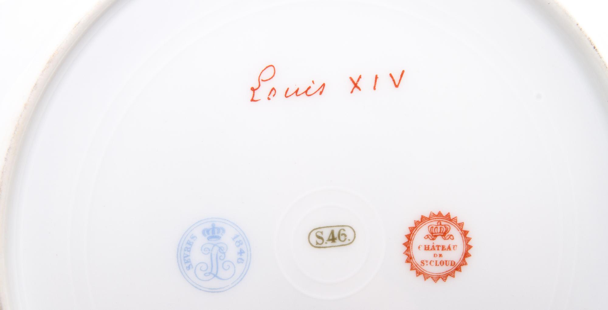 A Set of Twelve Sevres Style Porcelain Portrait Plates, Diameter 10 inches.