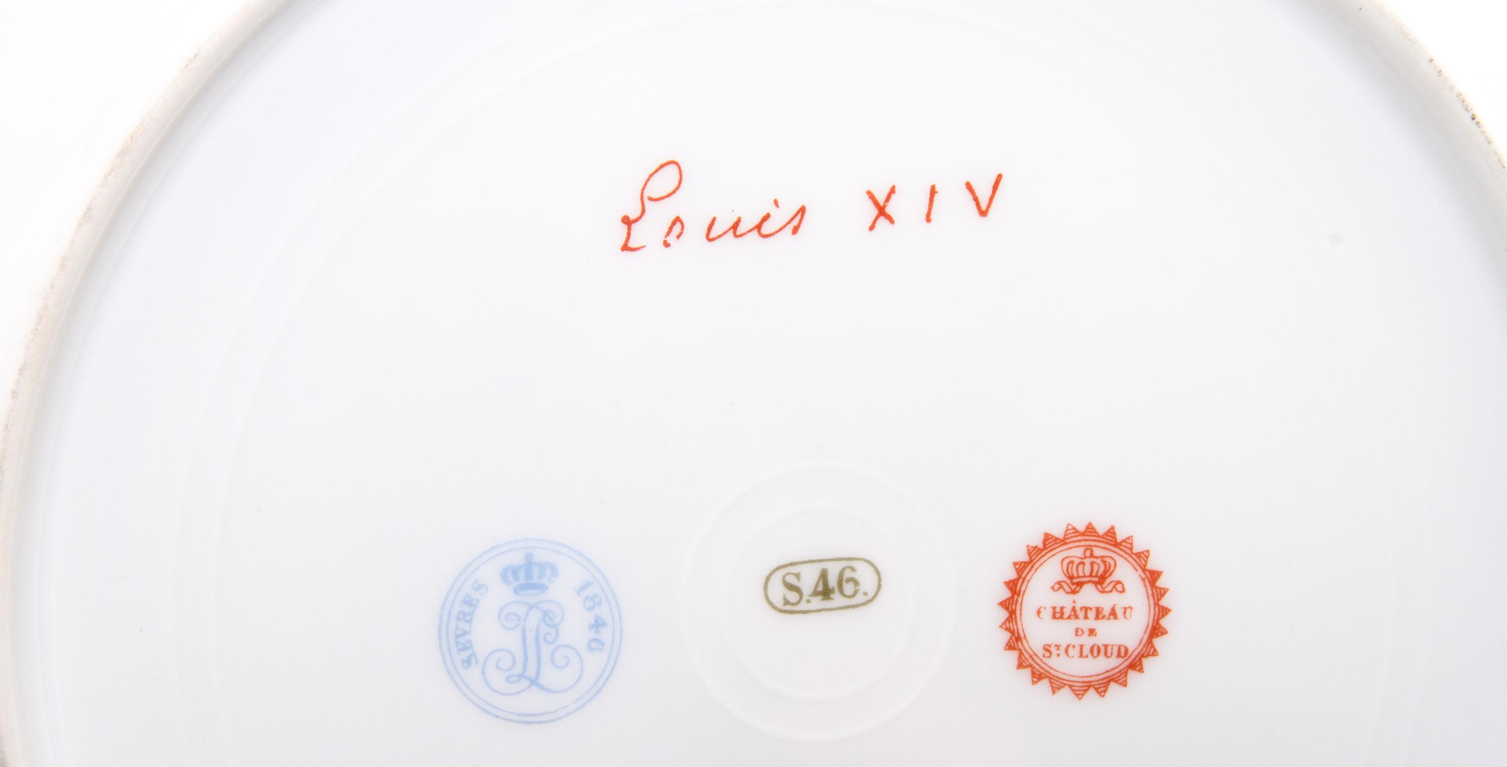 A Set of Twelve Sevres Style Porcelain Portrait Plates, Diameter 10 inches.