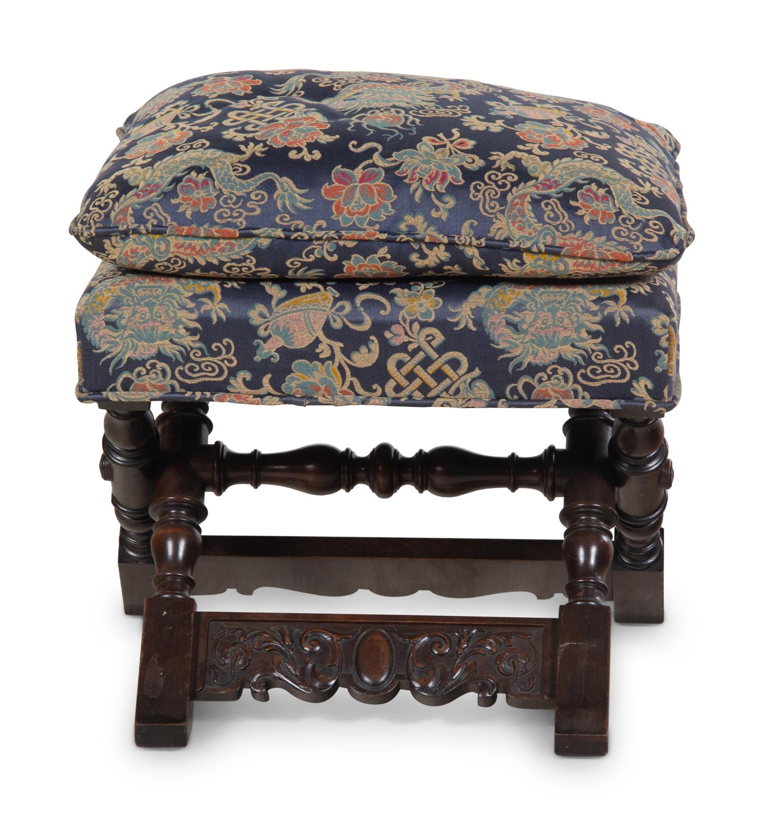 An Italian Baroque Style Walnut X-Form Stool