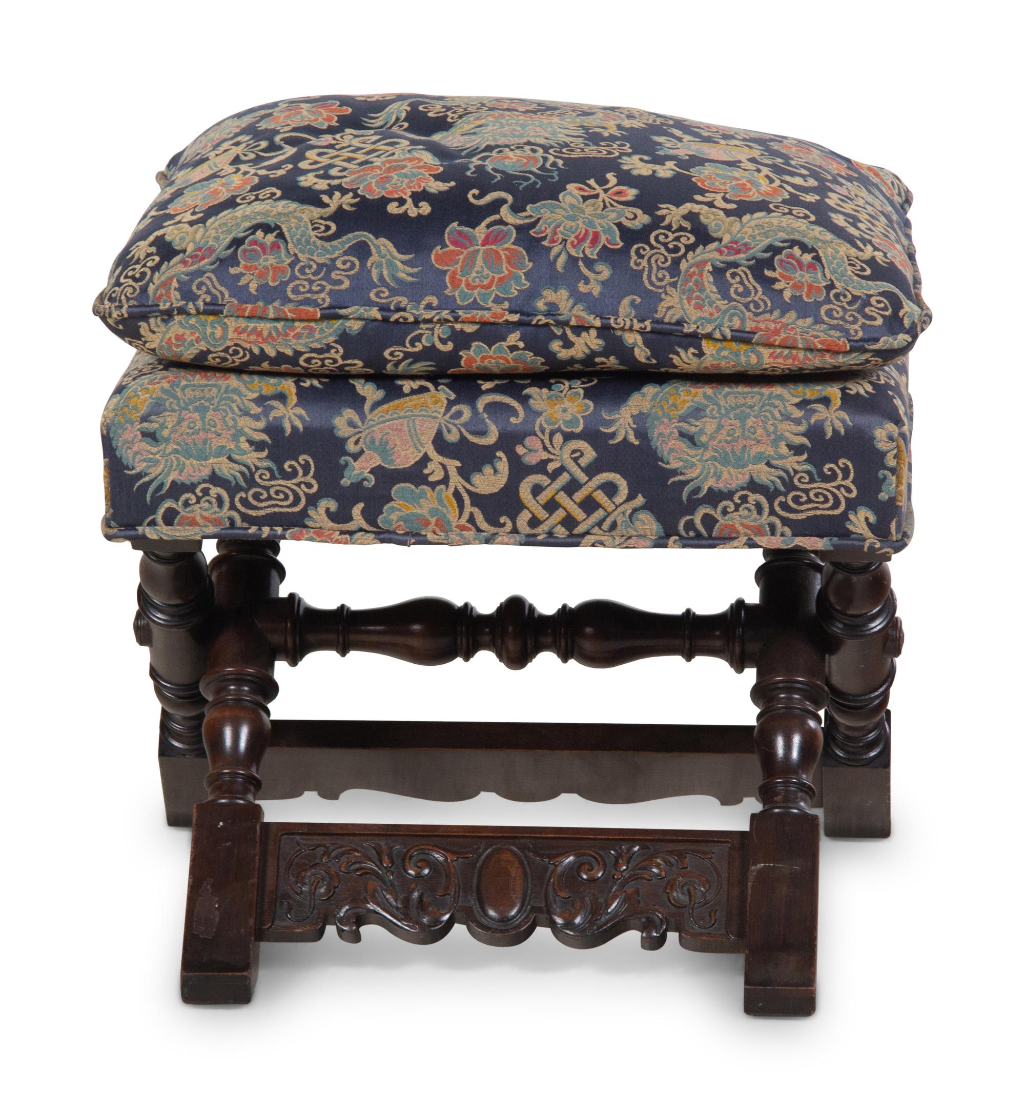 An Italian Baroque Style Walnut X-Form Stool