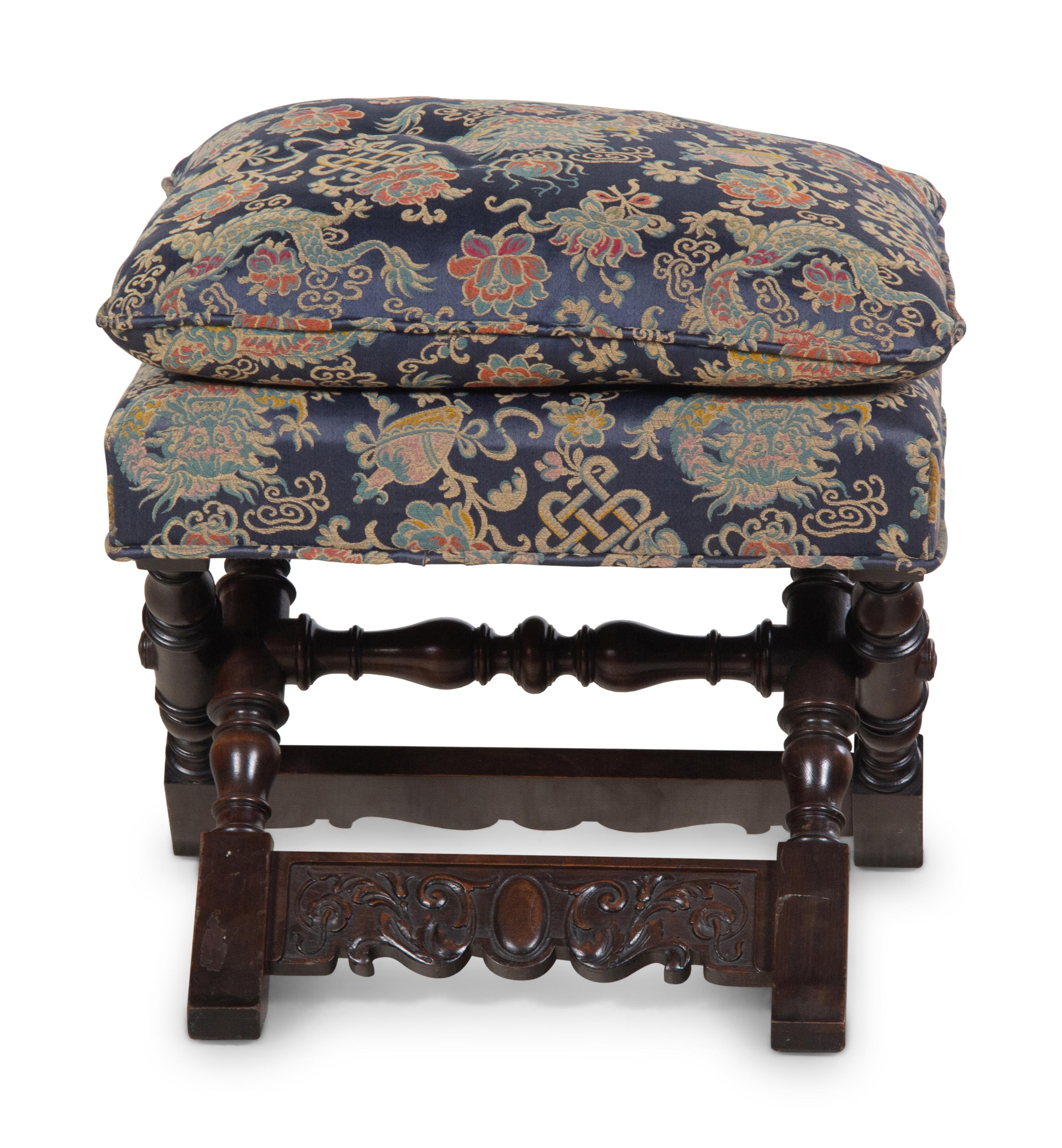 An Italian Baroque Style Walnut X-Form Stool