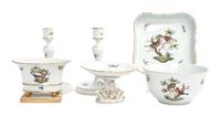 A Group of Seven Herend Porcelain Articles Height of first 7 1/8 inches.