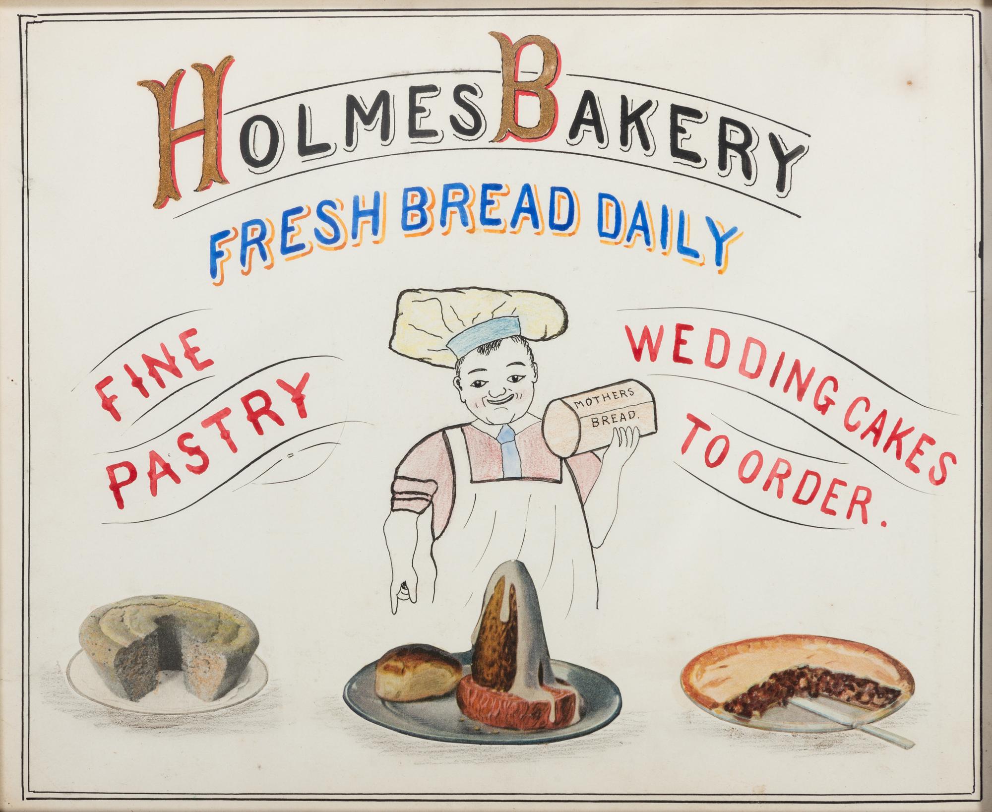 Five Framed Specialty Shop Advertising Hand Colored Prints and Watercolors