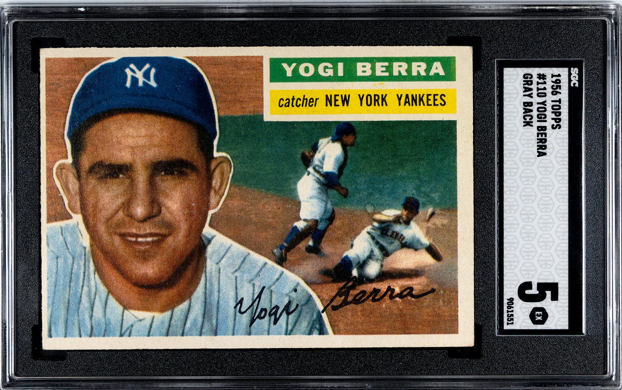 A 1956 Topps Yogi Berra Gray Back Baseball Card No. 110 (SGC 5 EX)