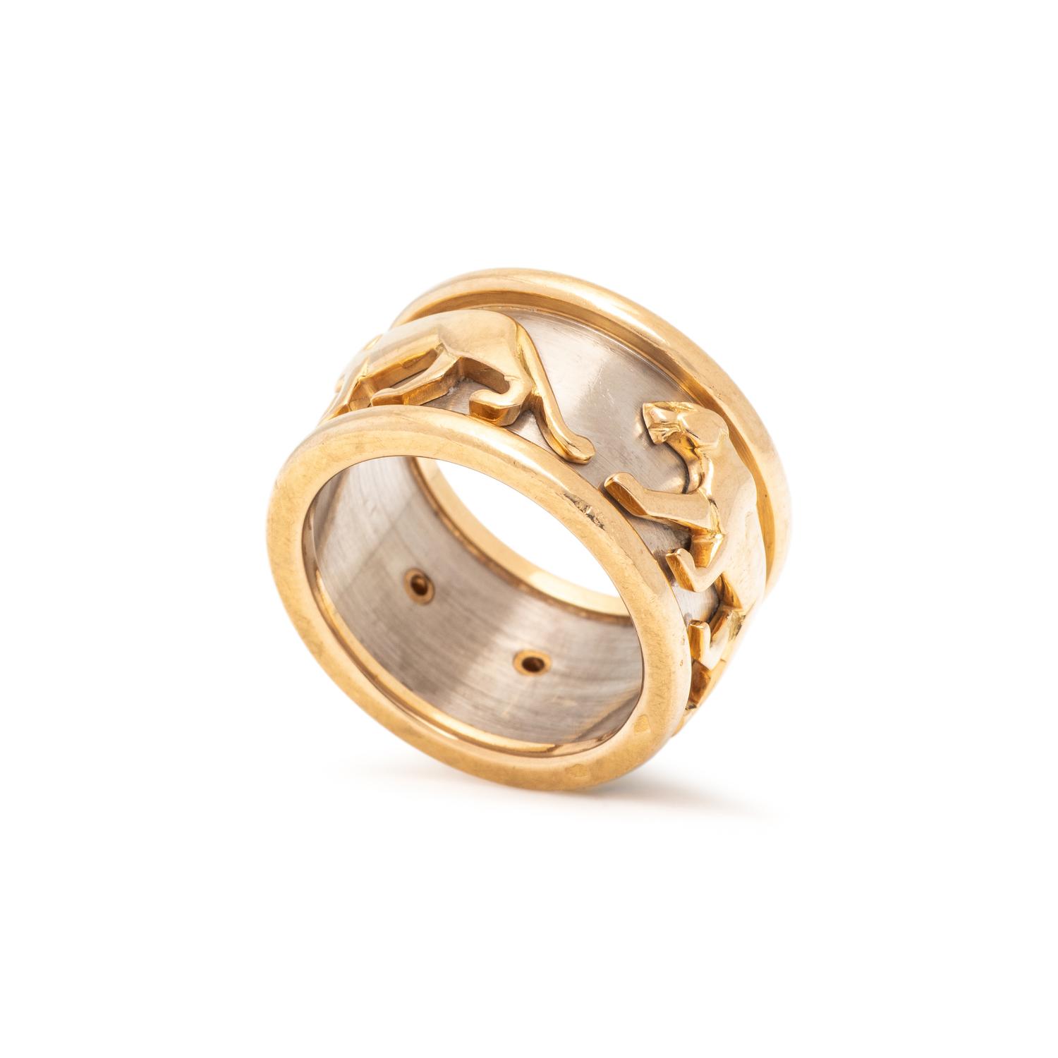 CARTIER, BICOLOR GOLD PANTHER RING