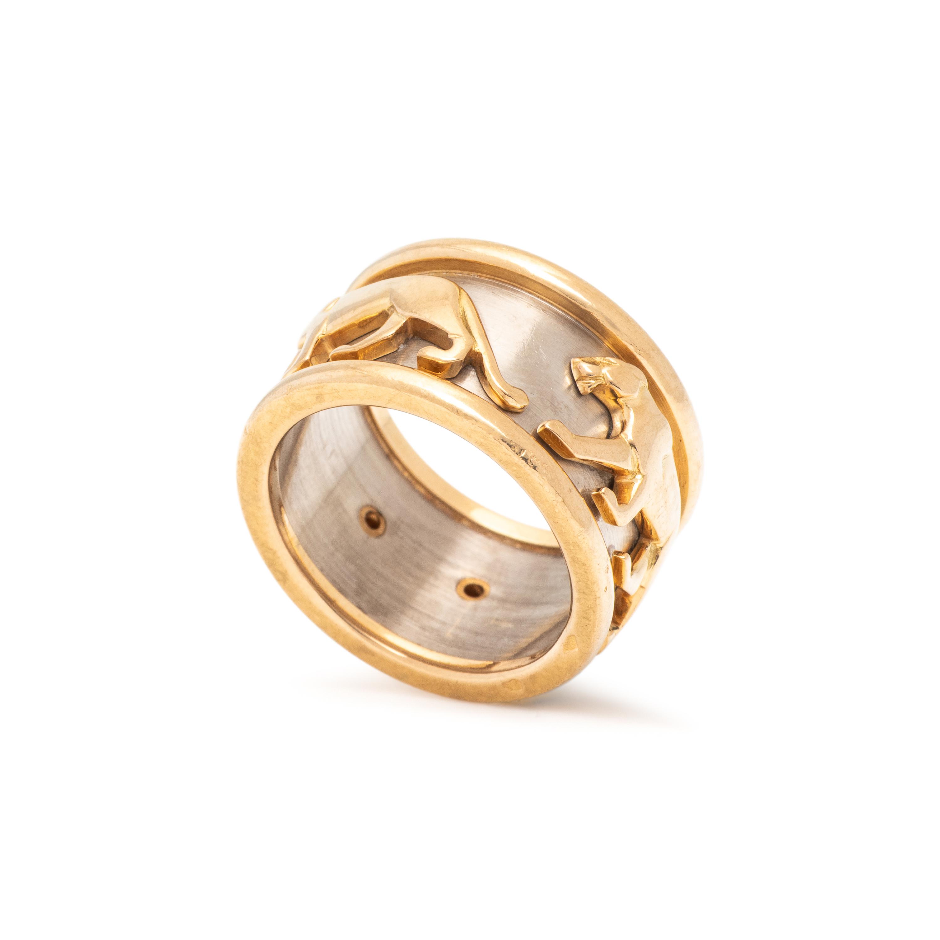 CARTIER, BICOLOR GOLD PANTHER RING
