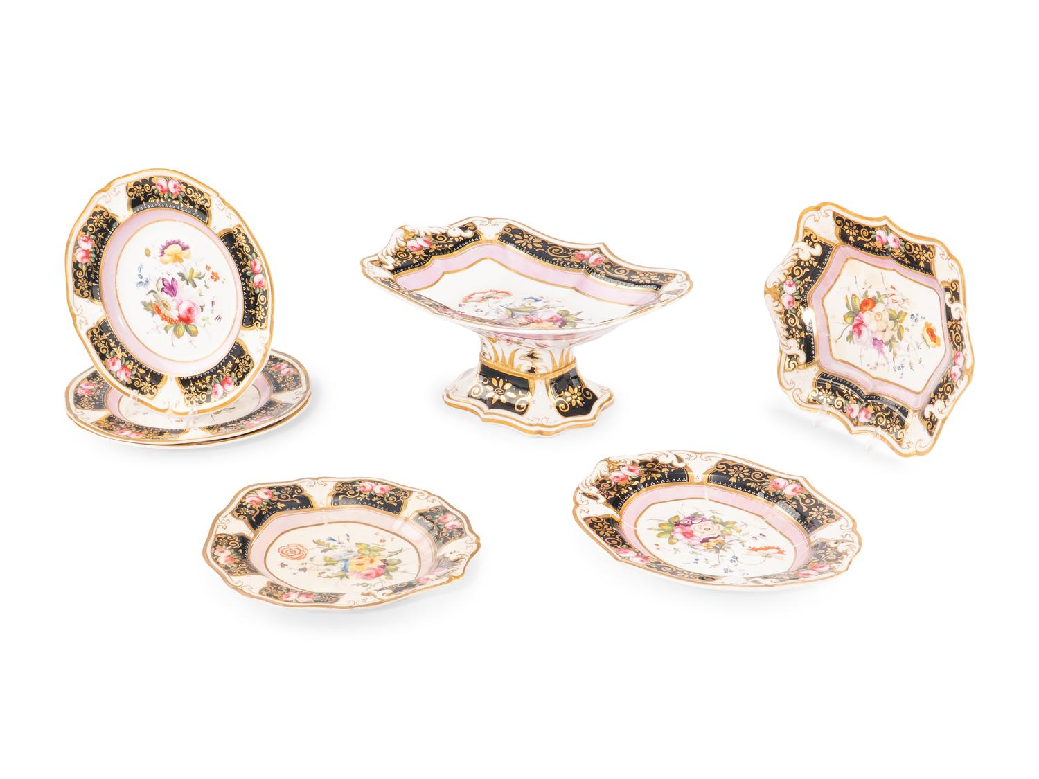 A Group of English Porcelain Dessert Service Articles
