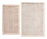[WAR OF 1812]. New Hampshire Patriot and State Gazette . Concord, NH: 3 March 1828. Newspaper and single sheet supplement announcing Andrew Jackson's execution of six militia men.
