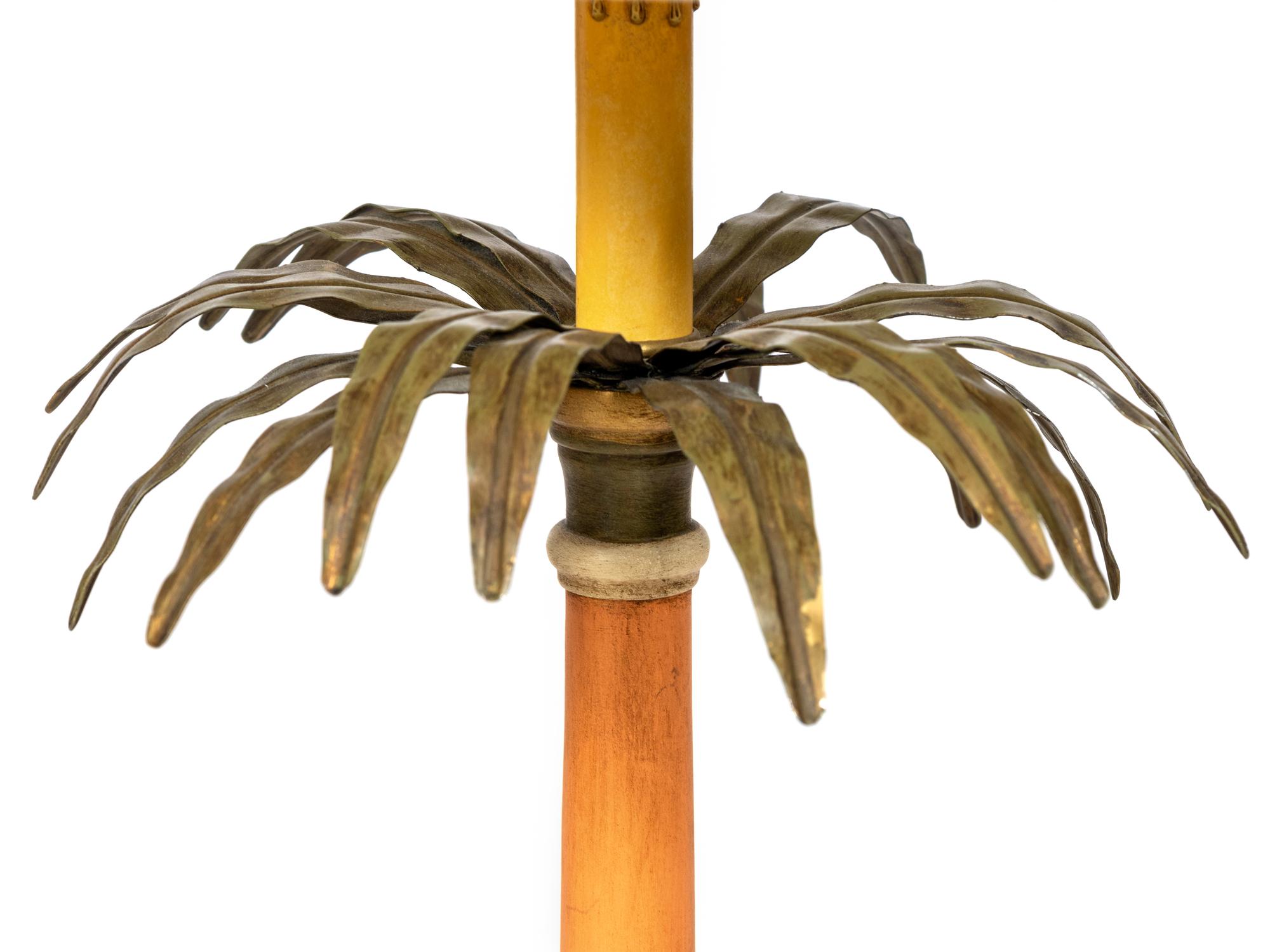 A Pair of Painted Tropical Regency Style Palm Frond Lamps