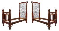 A Pair of Irish Chippendale Style Mahogany Beds Height 77 1/2 x width 37 1/2 x depth 83 inches. — LATE 19TH CENTURY
