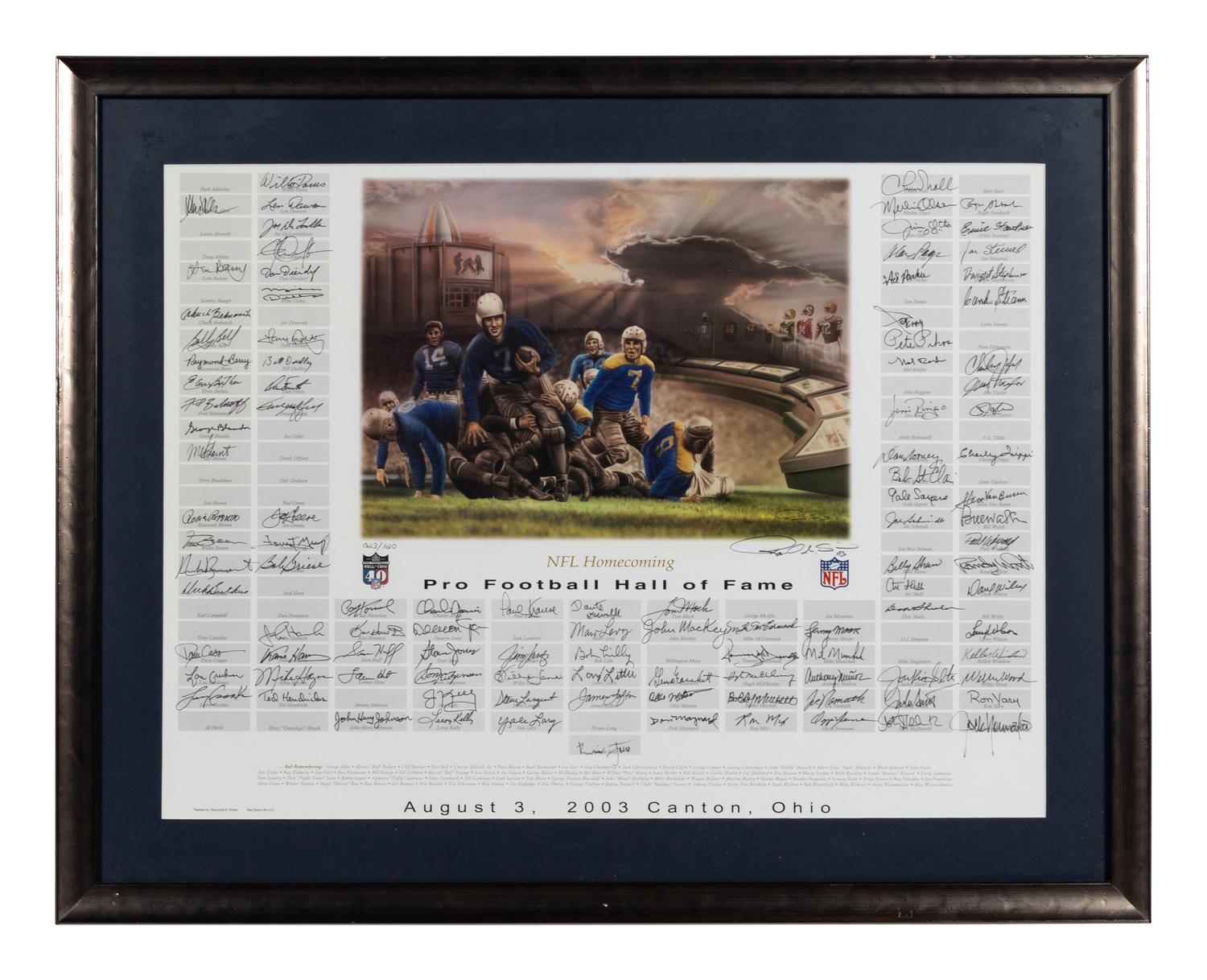 A Raymond Simon Pro Football Hall of Fame Multi-Signed Autograph Presentation Formerly Displayed at Mike Ditka’s Restaurant