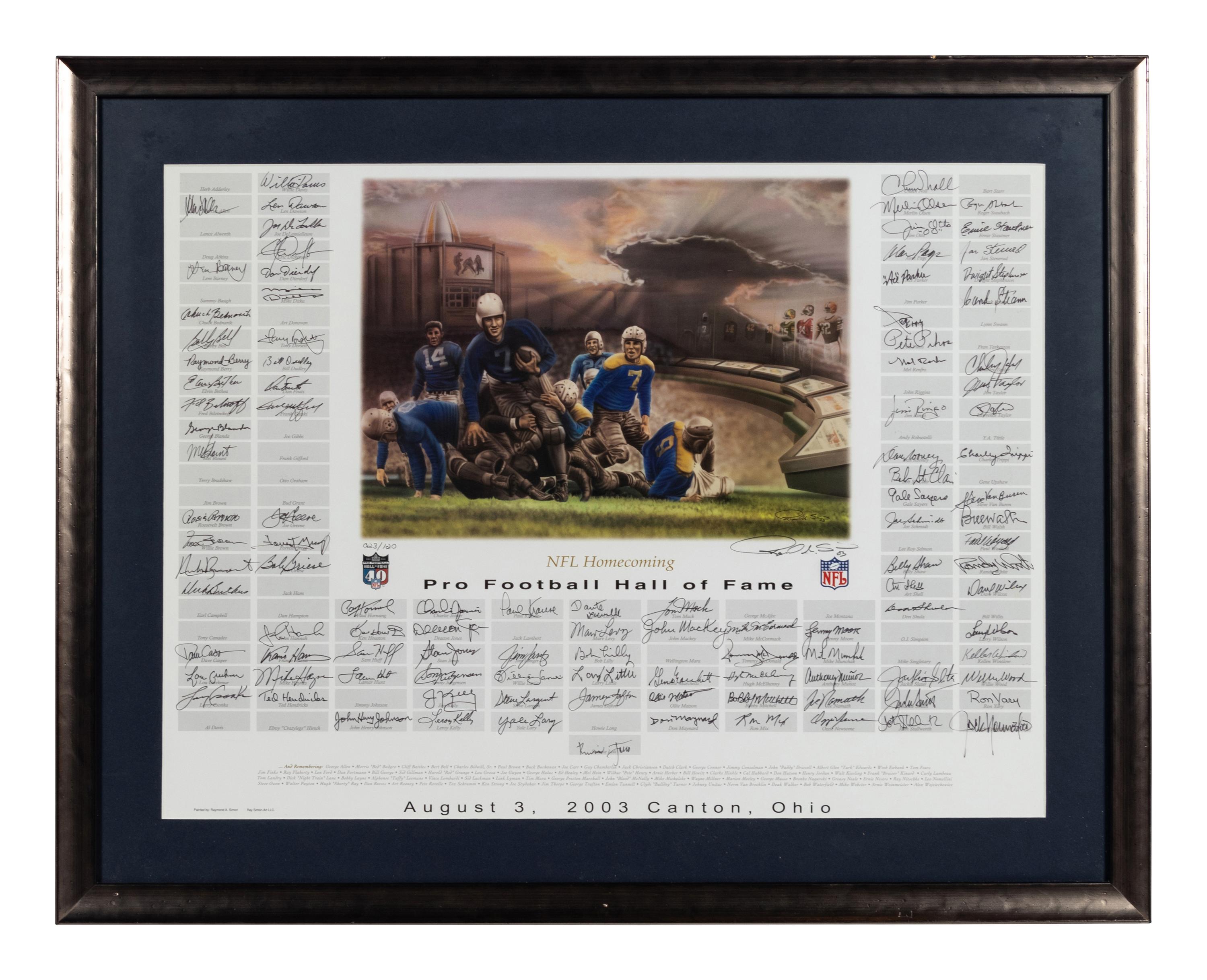 A Raymond Simon Pro Football Hall of Fame Multi-Signed Autograph Presentation Formerly Displayed at Mike Ditka’s Restaurant