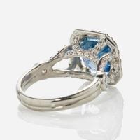 A Platinum, Diamond, and Sapphire Ring