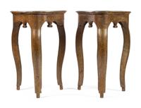 A Pair of French Provincial Walnut Trefoil Side Tables