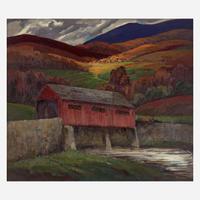Susan Gertrude Schell (American, 1891-1970) Covered Bridge in Fall Landscape
