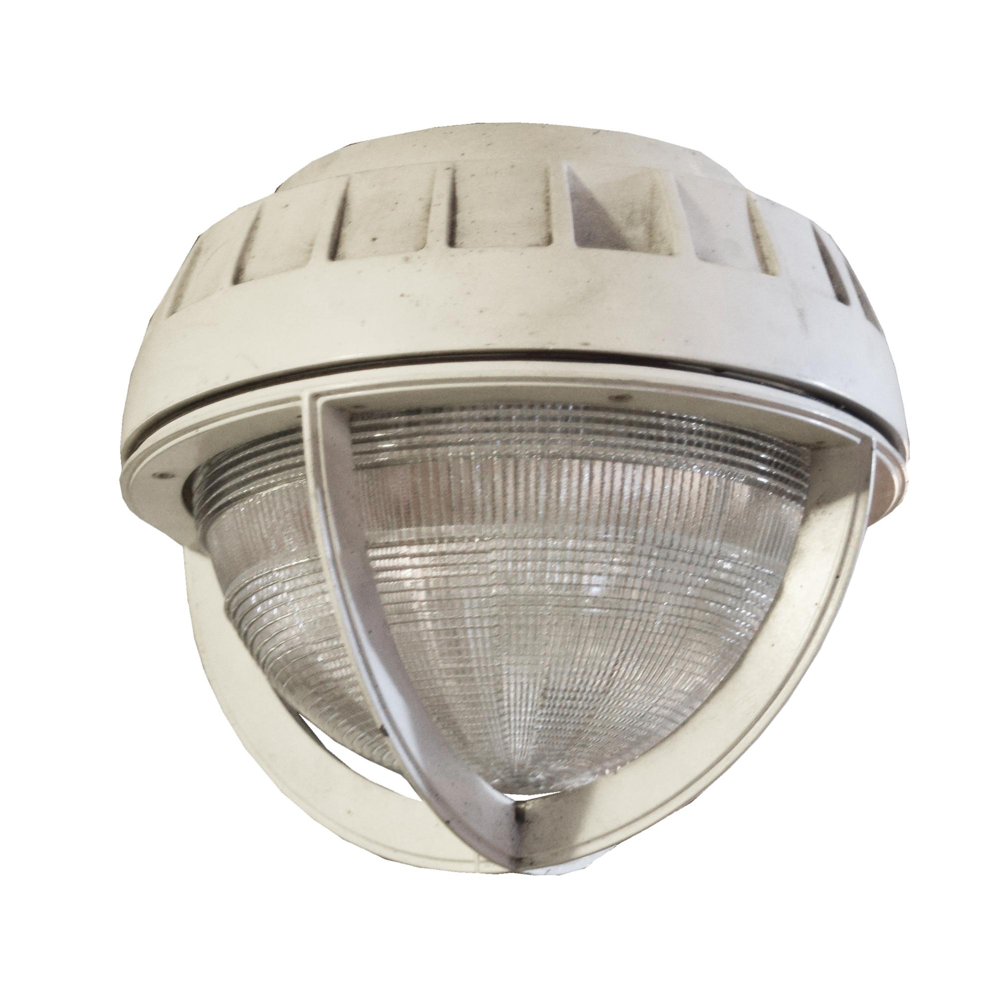 An Industrial Mid-Century Light Fixture 12" W x 12" D x 10" H — United States, Mid-20th Century