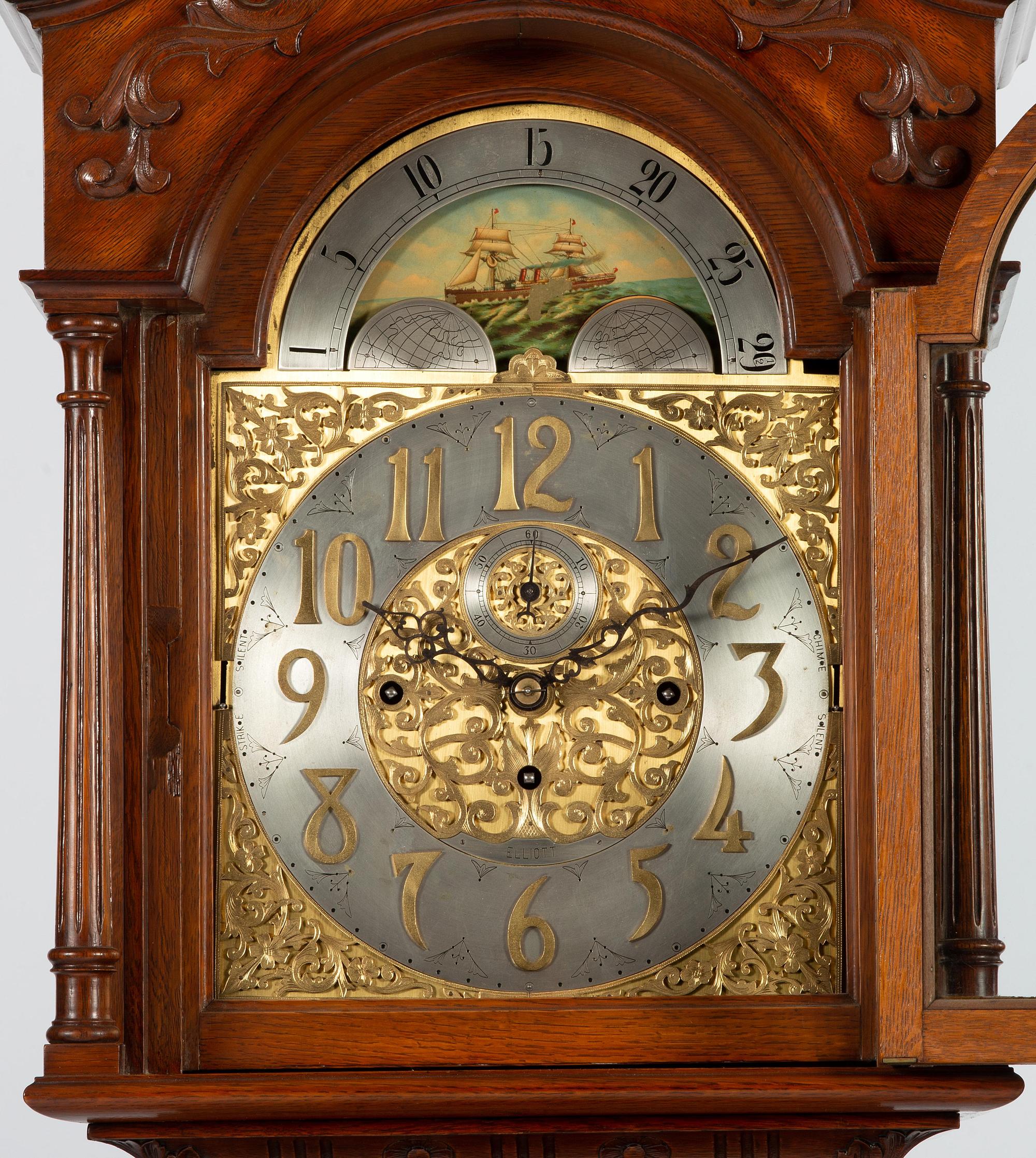 A Winterhalder and Hofmeier Oak Tall Case Clock