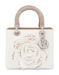 Christian Dior White Canvas Small Lady Dior Bag 2013