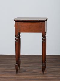 A Late Federal Carved Cherrywood and Tiger Maple One-Drawer Work Table