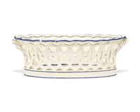 A Wedgwood Enamel Decorated Creamware Oval Basket