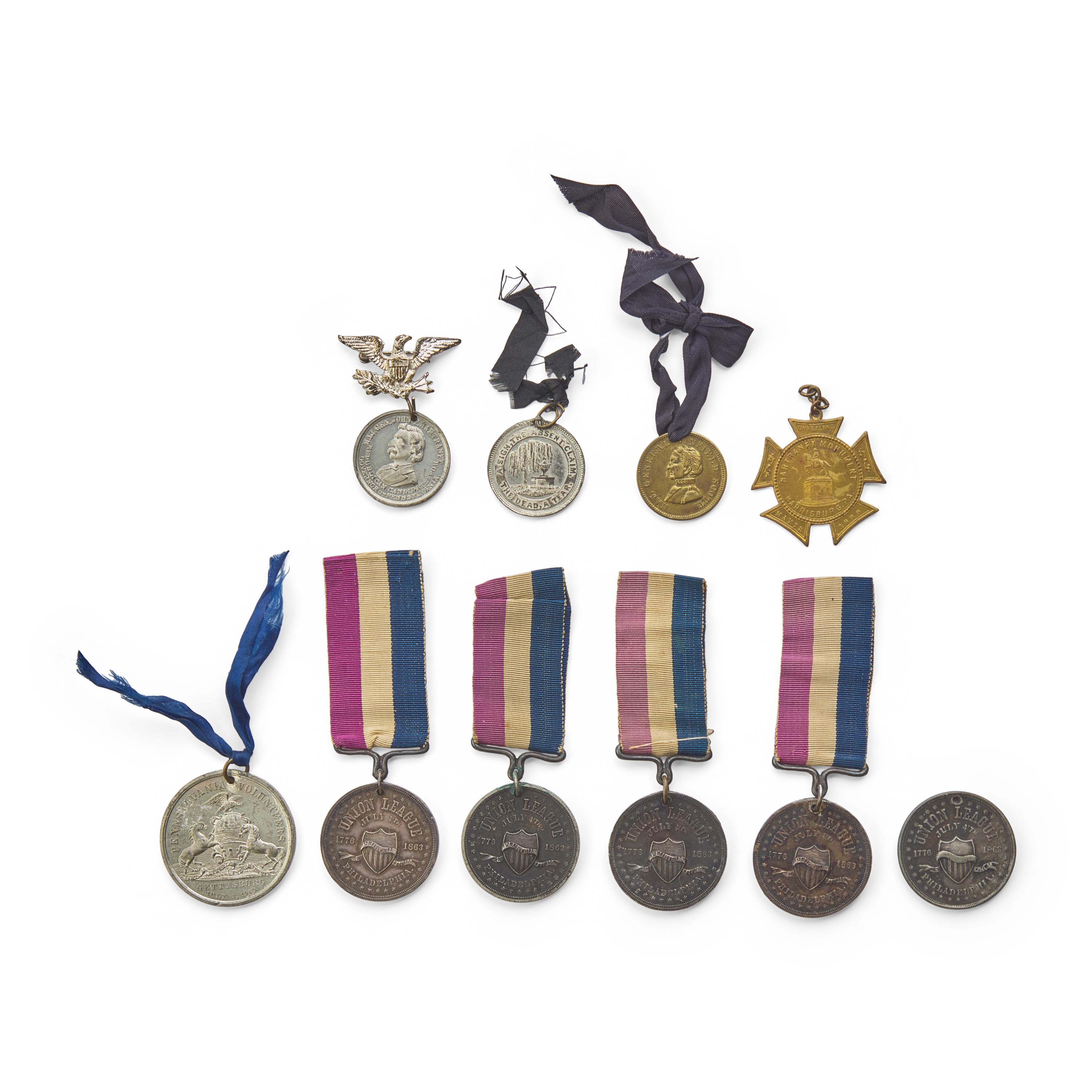 [Civil War] Large group of Civil War-era medals, tokens, and imprints