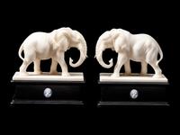 A Pair of Continental Composition Marble Elephants