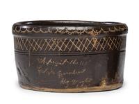 An Incised Albany Slip Presentation Butter Tub