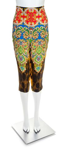 A Gianni Versace Silk Print Crop Pant, Size 42.