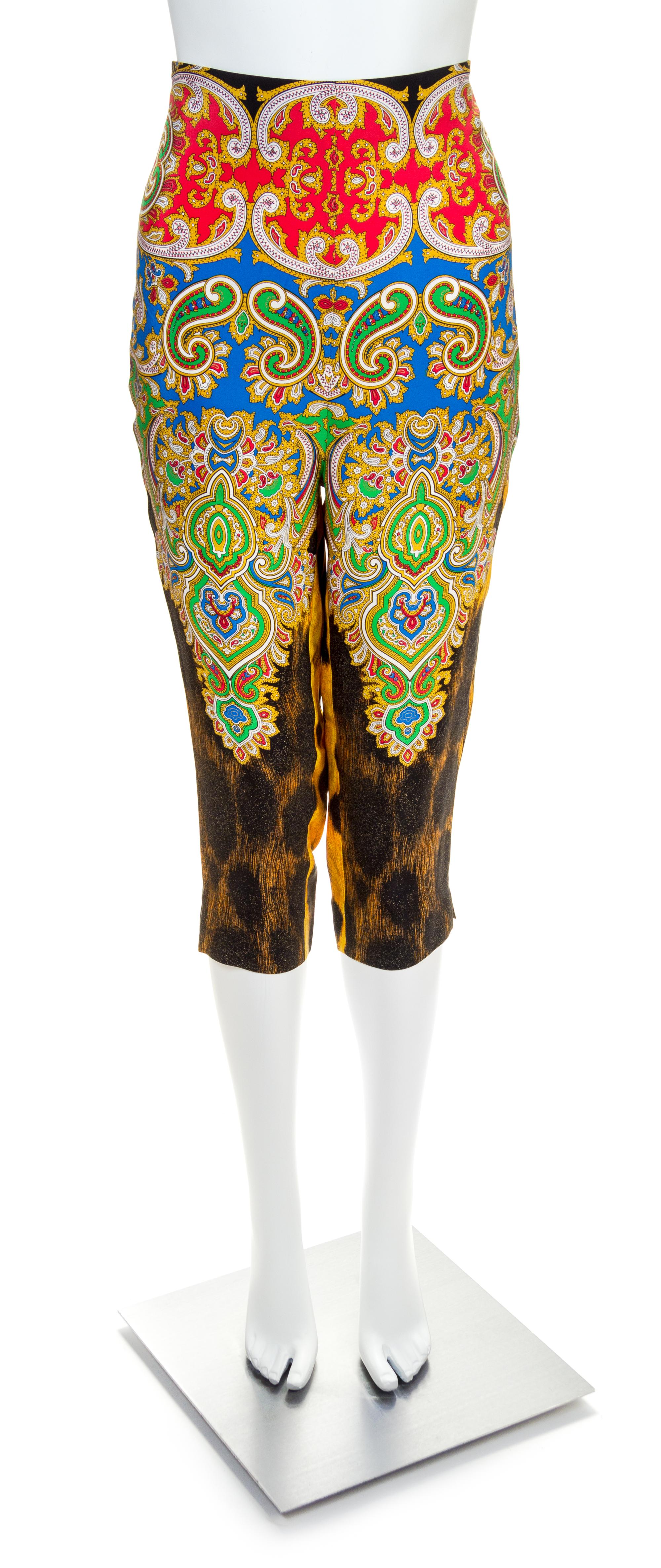 A Gianni Versace Silk Print Crop Pant, Size 42.
