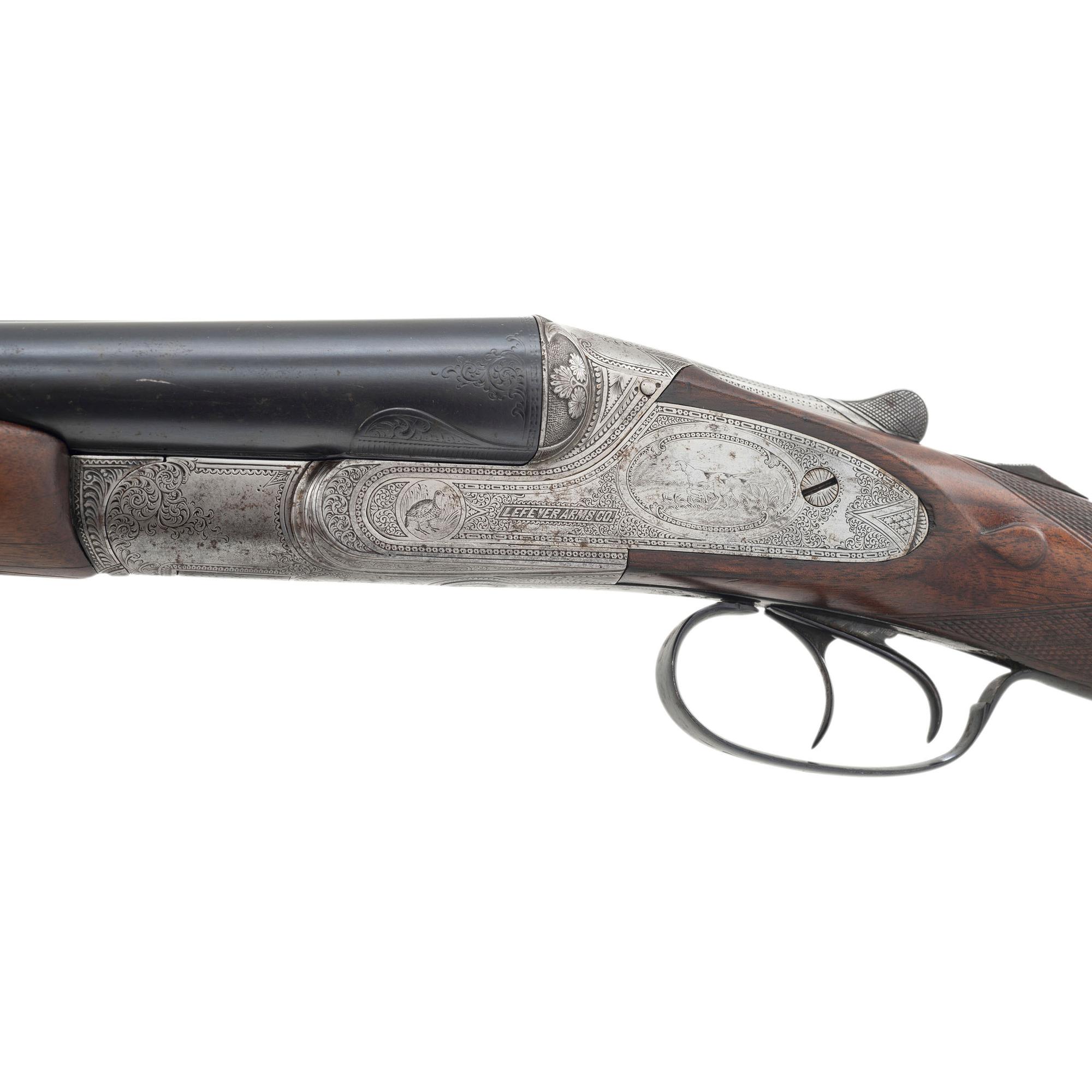 **High Quality B-Grade Lefever Arms Company SxS Hammerless Side Plate Shotgun with Krupp Barrels