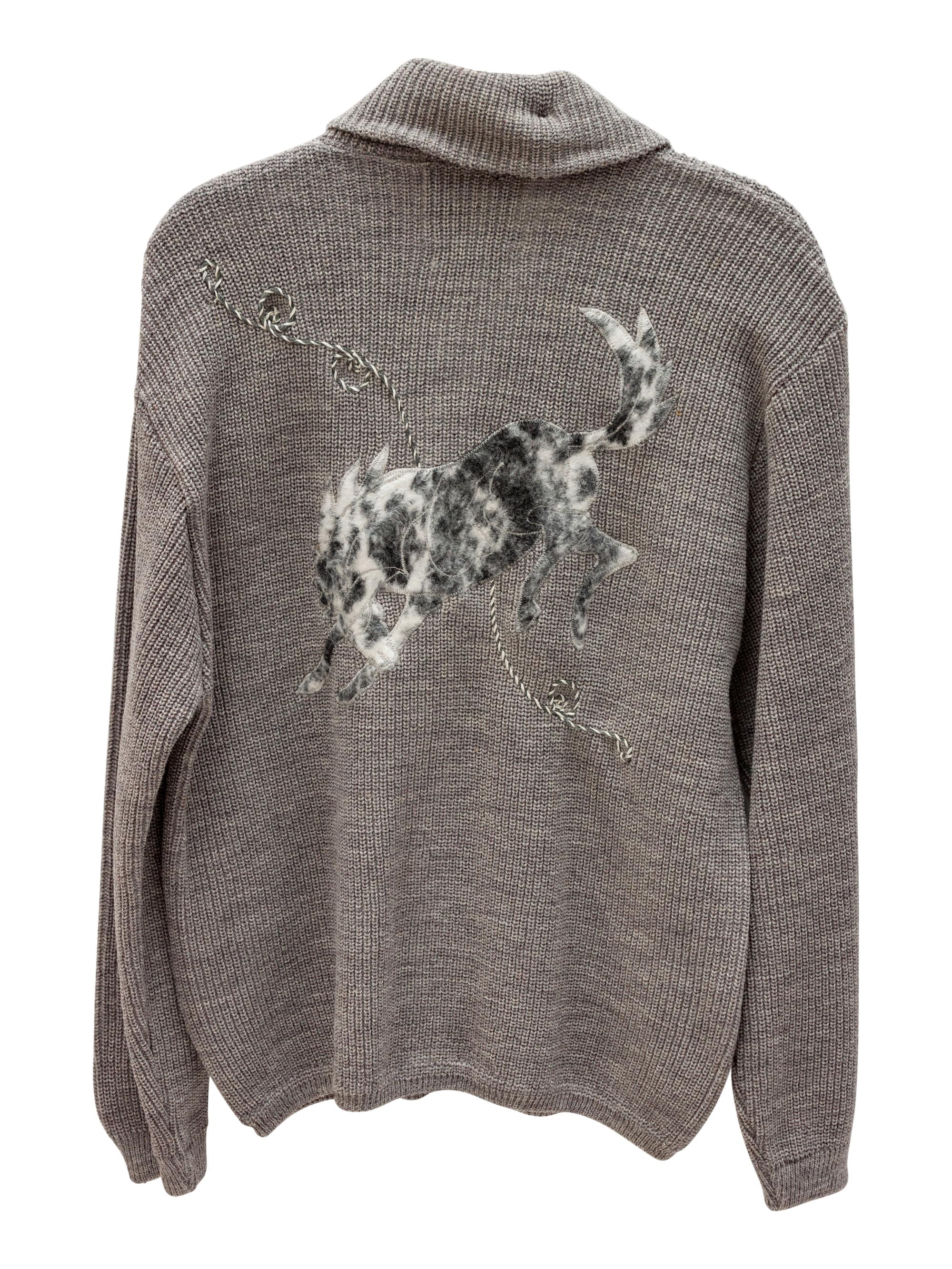 Five H Bar C Bronc-Shawl Wool Sweaters with horse and rope embellishments