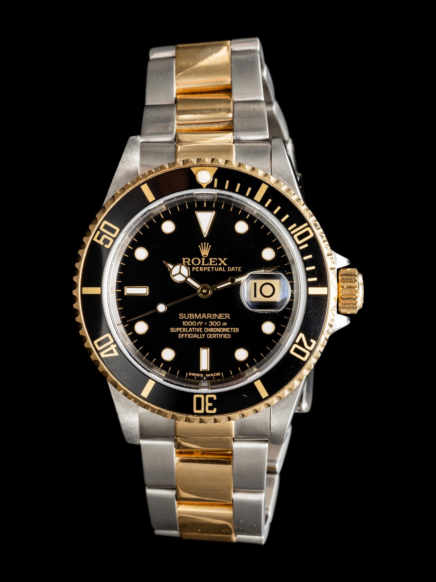ROLEX, REF. 16613 STAINLESS STEEL AND 18K YELLOW GOLD 'SUBMARINER' DATE WATCH