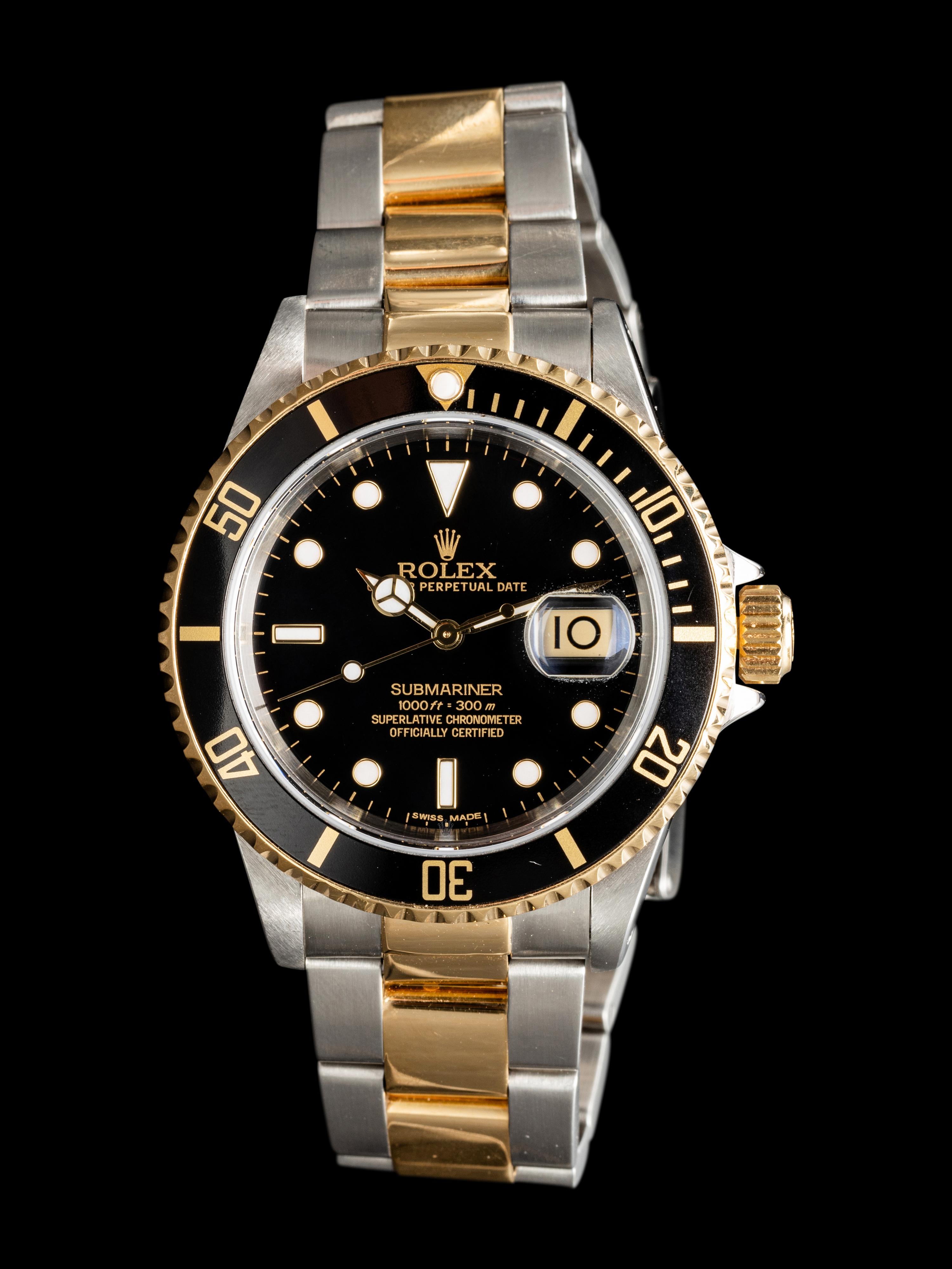 ROLEX, REF. 16613 STAINLESS STEEL AND 18K YELLOW GOLD 'SUBMARINER' DATE WATCH