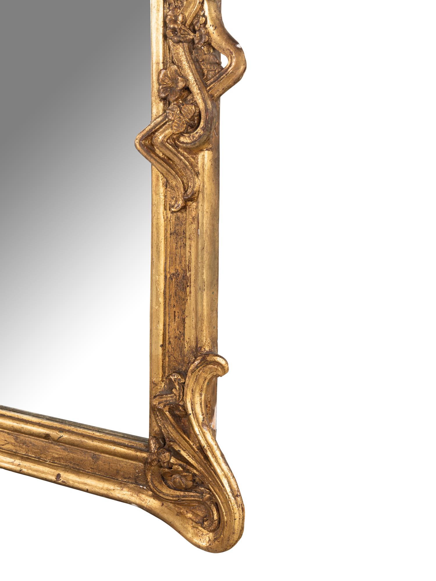 An Art Nouveau Gilt Composition Pier Mirror