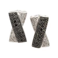 Diamond, Black Diamond, and White Gold Earrings and Ring