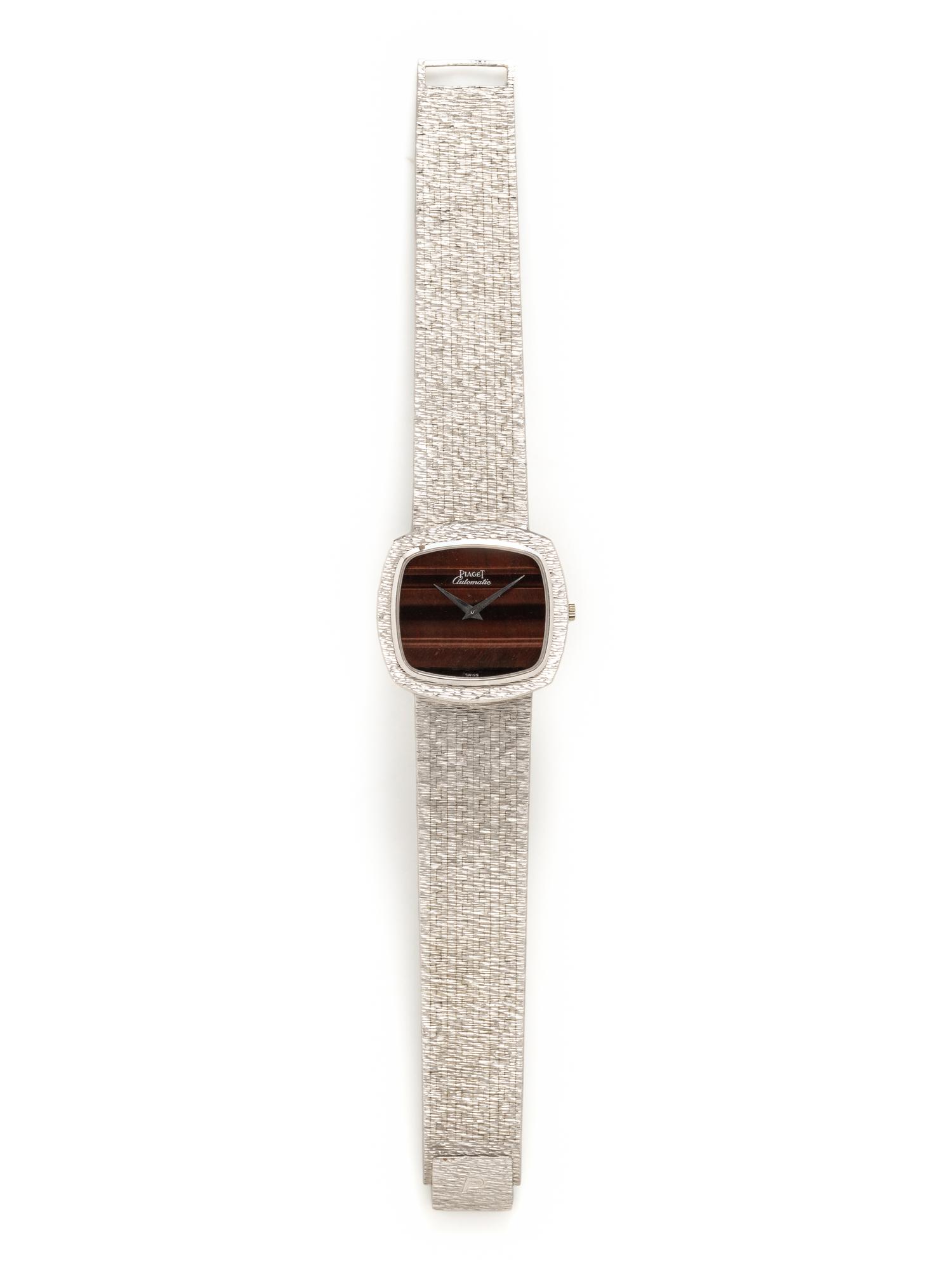 PIAGET, 18K WHITE GOLD AND TIGER'S EYE WATCH