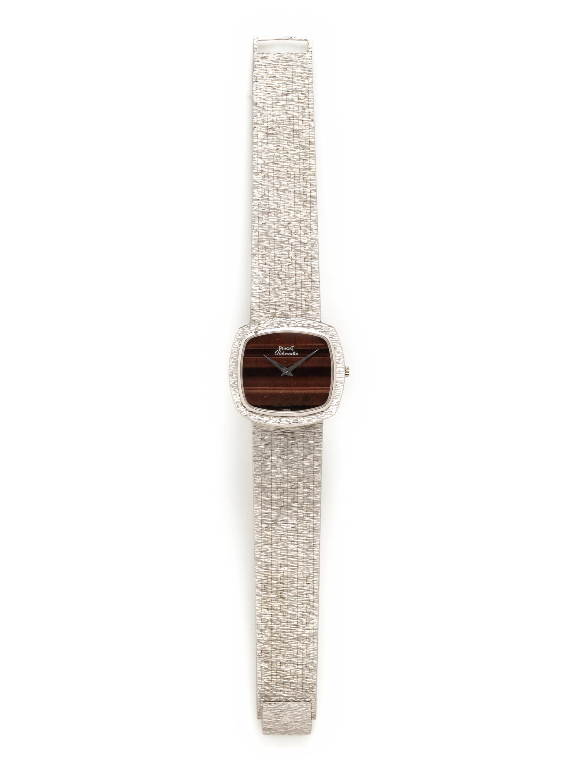 PIAGET, 18K WHITE GOLD AND TIGER'S EYE WATCH