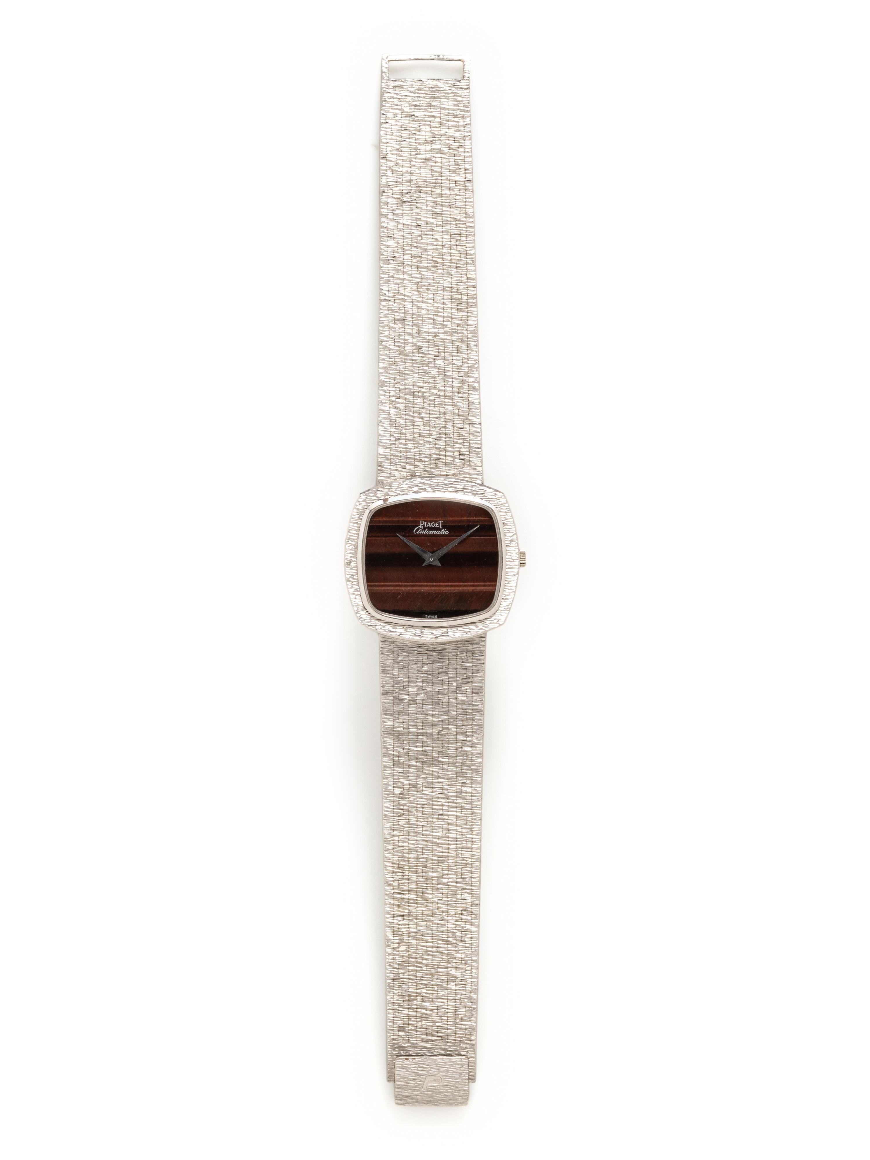 PIAGET, 18K WHITE GOLD AND TIGER'S EYE WATCH