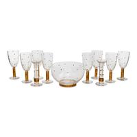 A Group of Eleven Stephen Smyers Parcel-Gilt Glass Table Articles