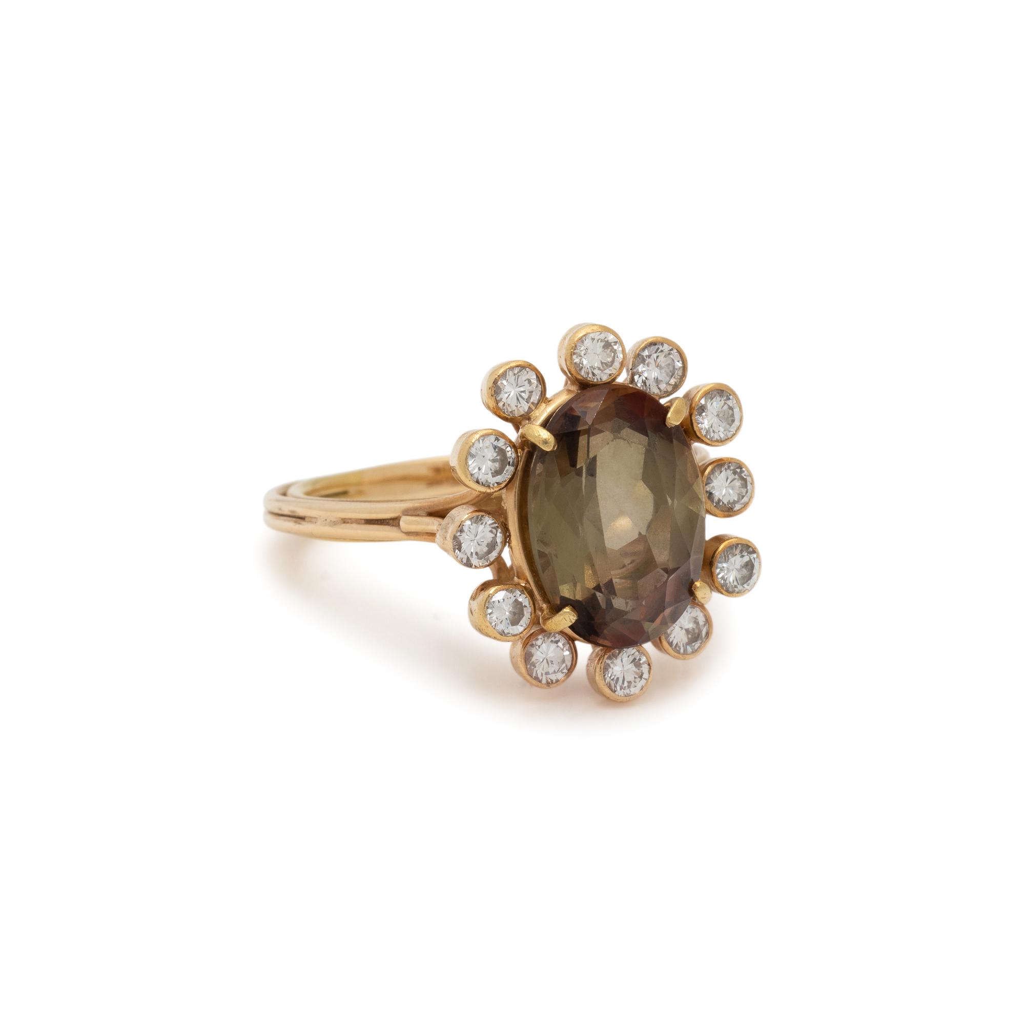 ANDALUSITE AND DIAMOND RING