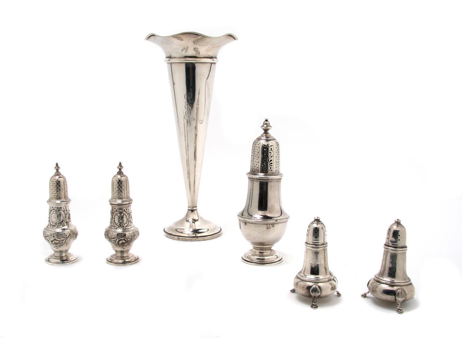 A Collection of American and English Sterling Silver, Height of tallest 11 inches.