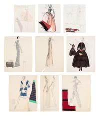 Group of Nine Geoffrey Beene Fashion Sketches , by Jesper Nyeboe