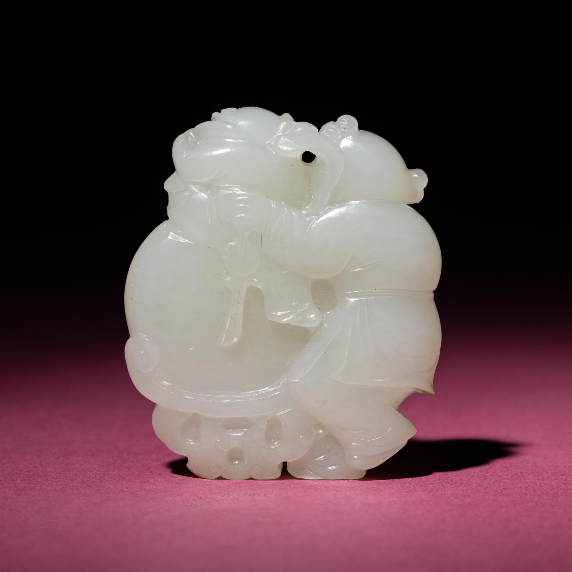 A Chinese White Jade 'Boys' Group, 18th Century — 清中期 白玉雙童子佩