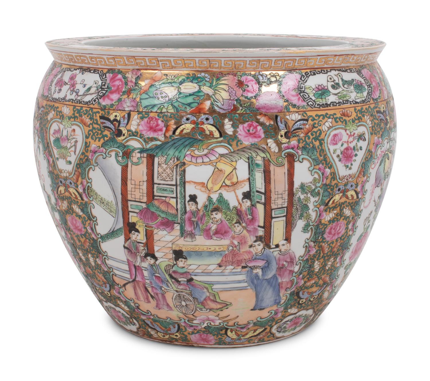A Rose Medallion Porcelain Jardinière