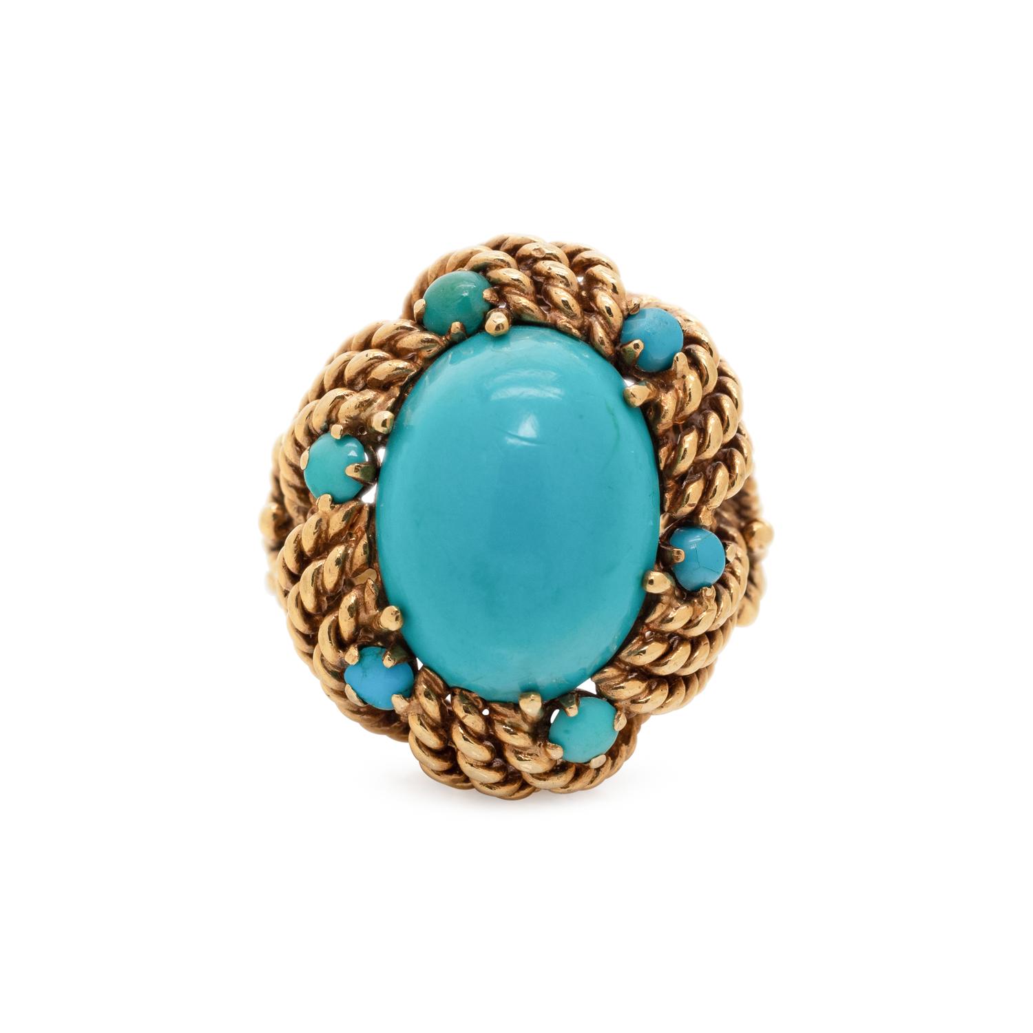 YELLOW GOLD AND TURQUOISE RING